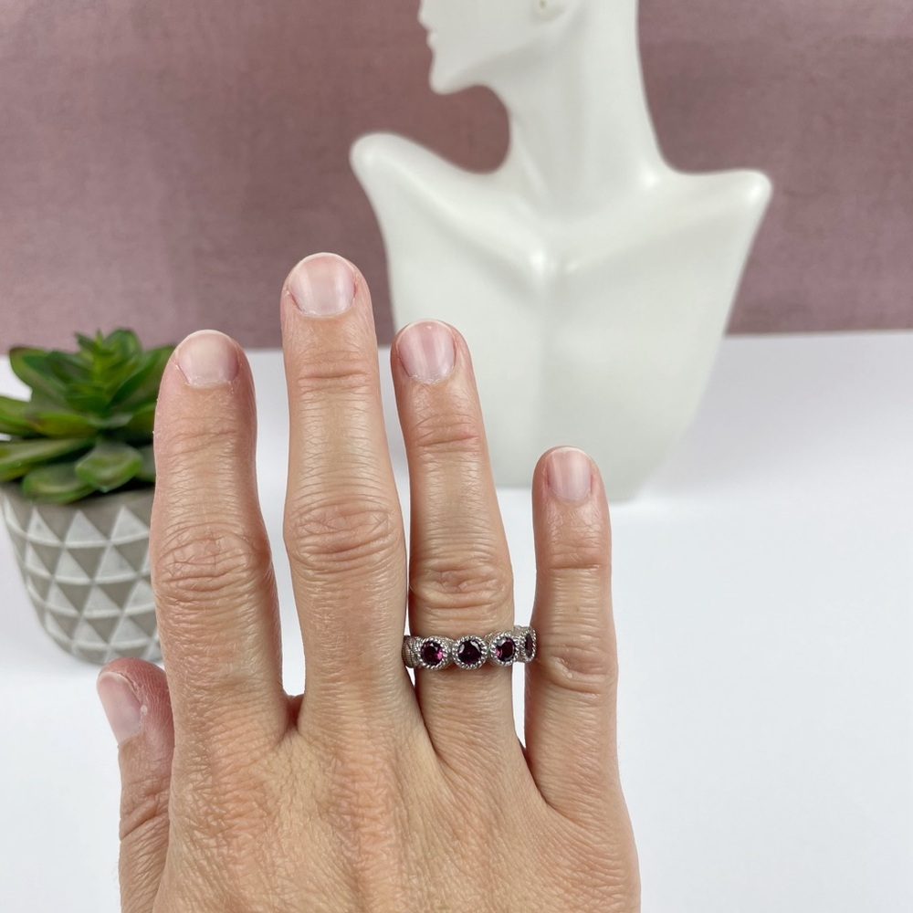 Judith Ripka Silver 925 Purple Amethyst Stone Ring Women Jewelry Designer